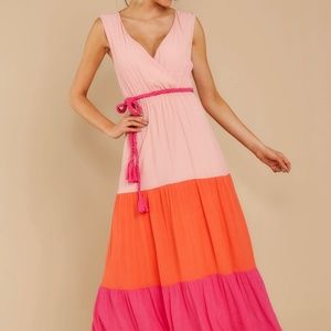 Colorblock Pink Orange Aura maxi dress